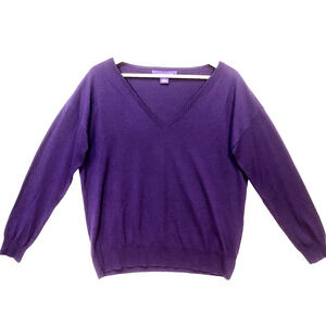 Ralph Lauren Purple Label Womens Size Large V-Neck Merino Wool Pullover Sweater